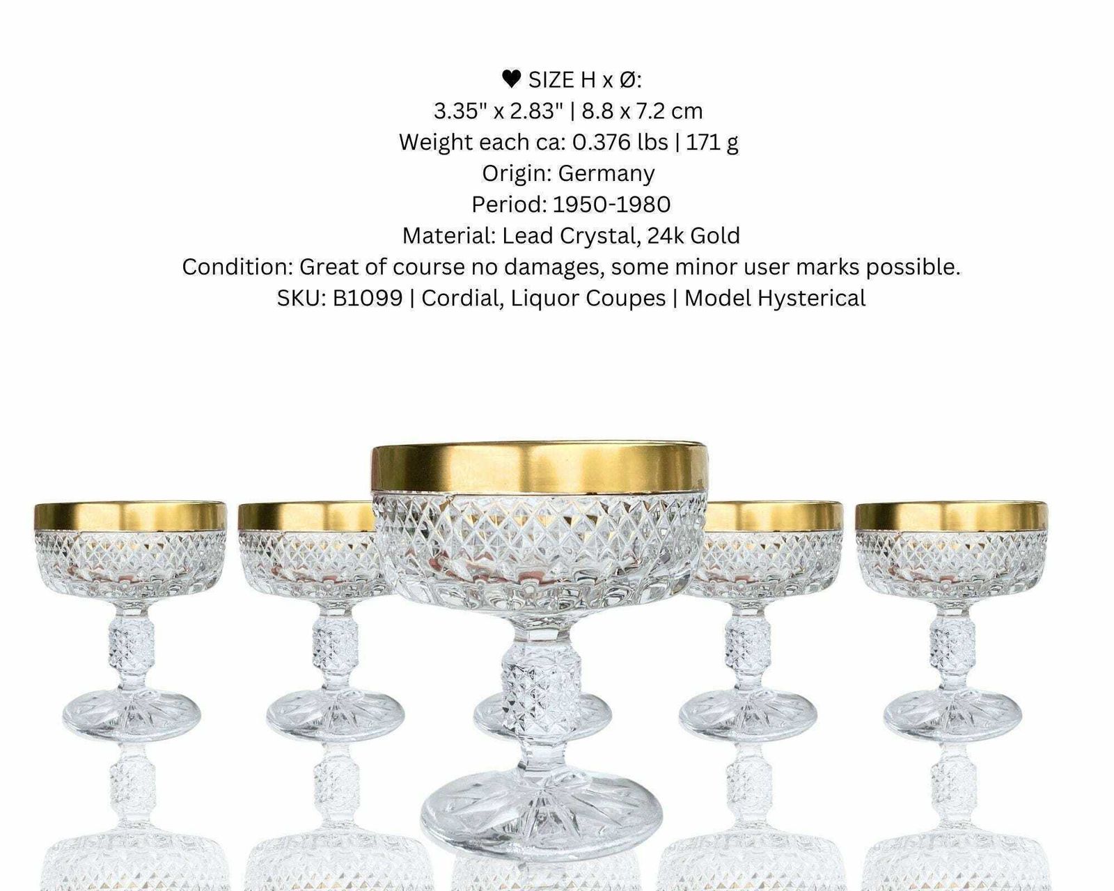 Crystal Cordial Glasses | 6pcs | 24k Gold Trim | Design Hysterical! photo vinterior