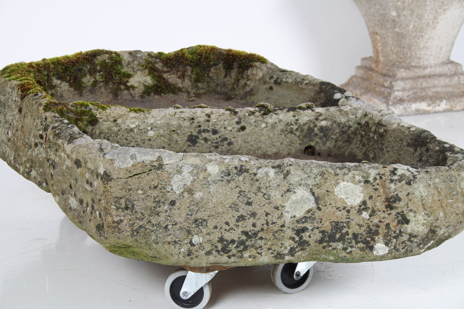 Primitive Carved Stone Trough Planter Weathered Organic Garden Feature | Bonsai Display photo buy