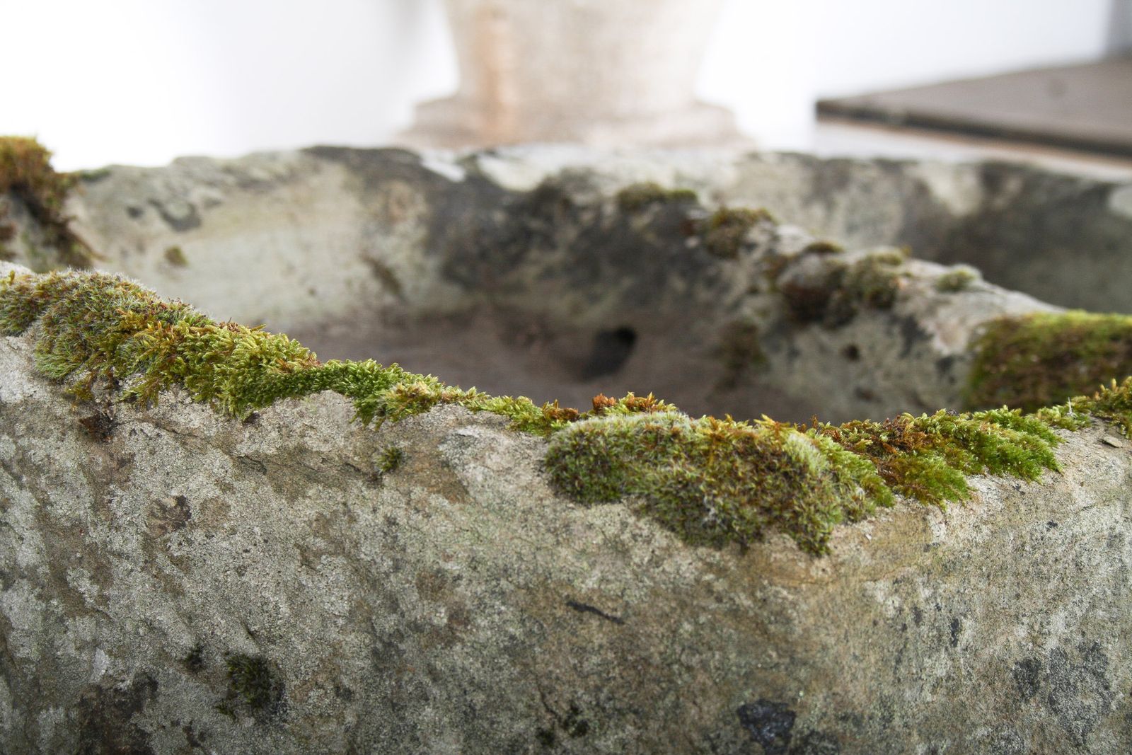 photo vinterior Primitive Carved Stone Trough Planter Weathered Organic Garden Feature | Bonsai Display