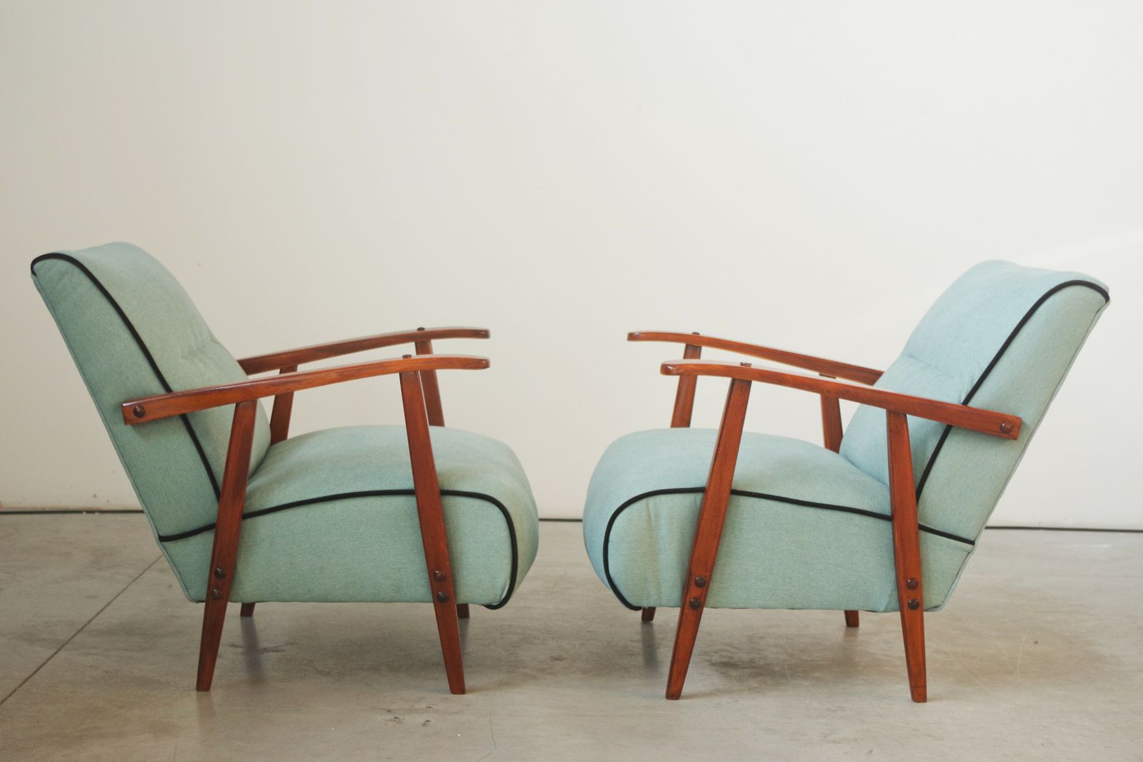 Pair Of Restored 1940s Ash Wood Armchairs In Mid Century Modern Style photo vinterior
