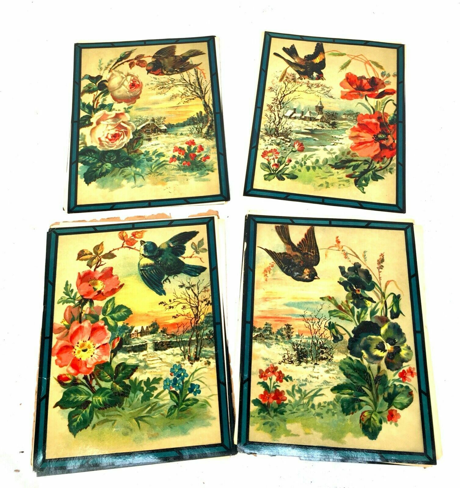 Antique Set Of 12 Victorian Crystographs For Stained Glass Decoration / Art photo for sale