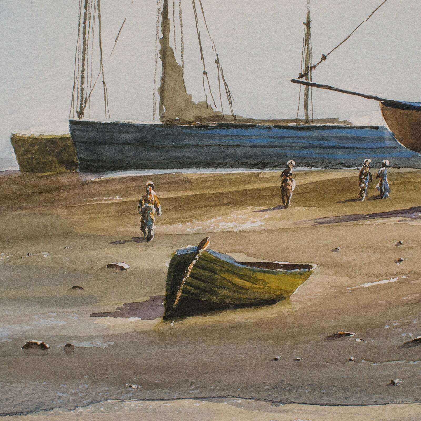 Large Vintage Coastal Watercolour, Welsh, Framed Painting, Landscape, Signed Art photo buy