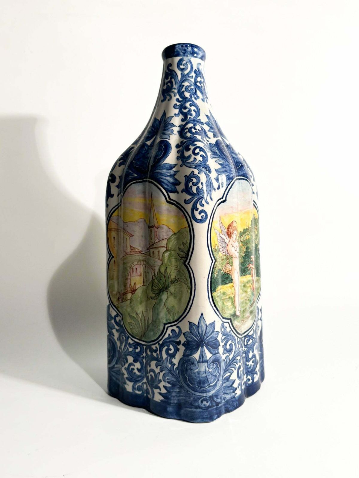 298.0 Hand Painted Savona Ceramic Vase From The 1940s photo