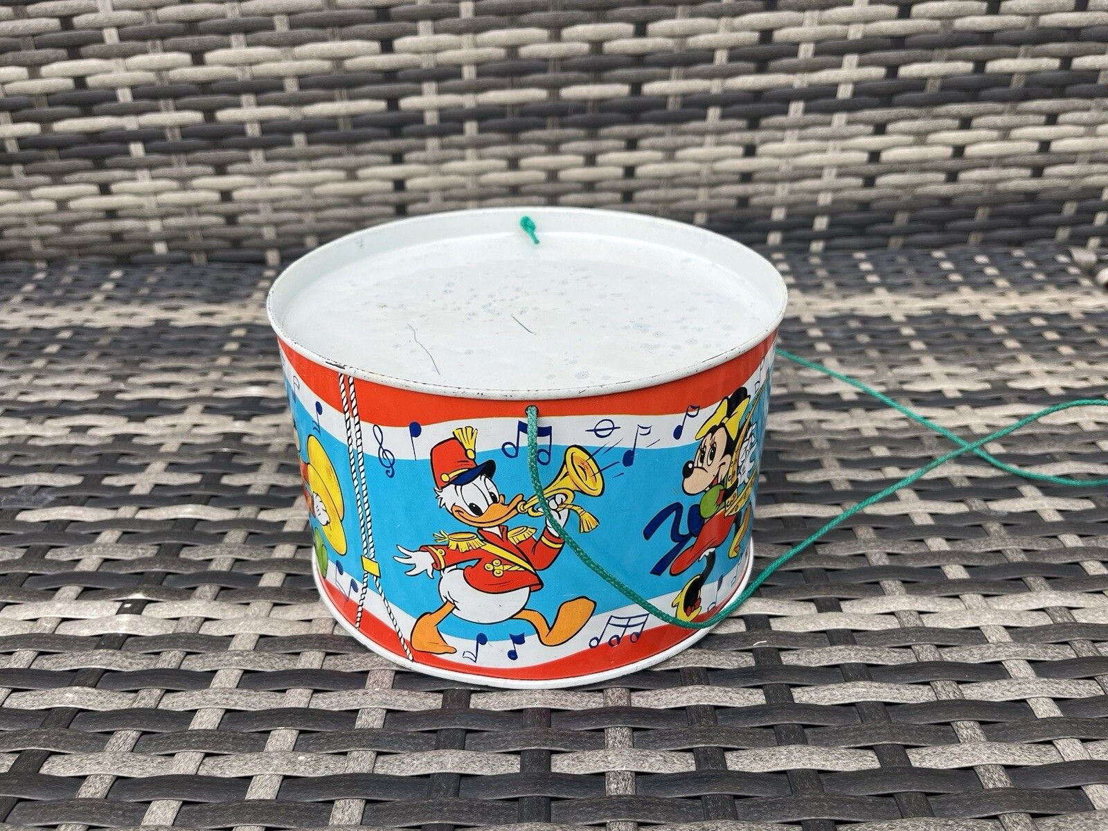 Vintage 1970's Disney Mickey Minnie Mouse Tin Toy Drum Musical Instrument Combex photo furniture
