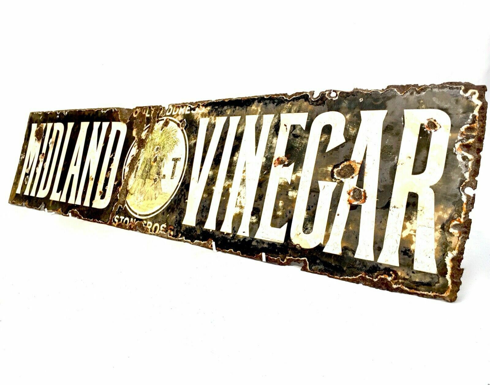 Antique Advertising   Early 20th Century Enamel Sign Midland Vinegar / H.P Sauce photo Home Decor
