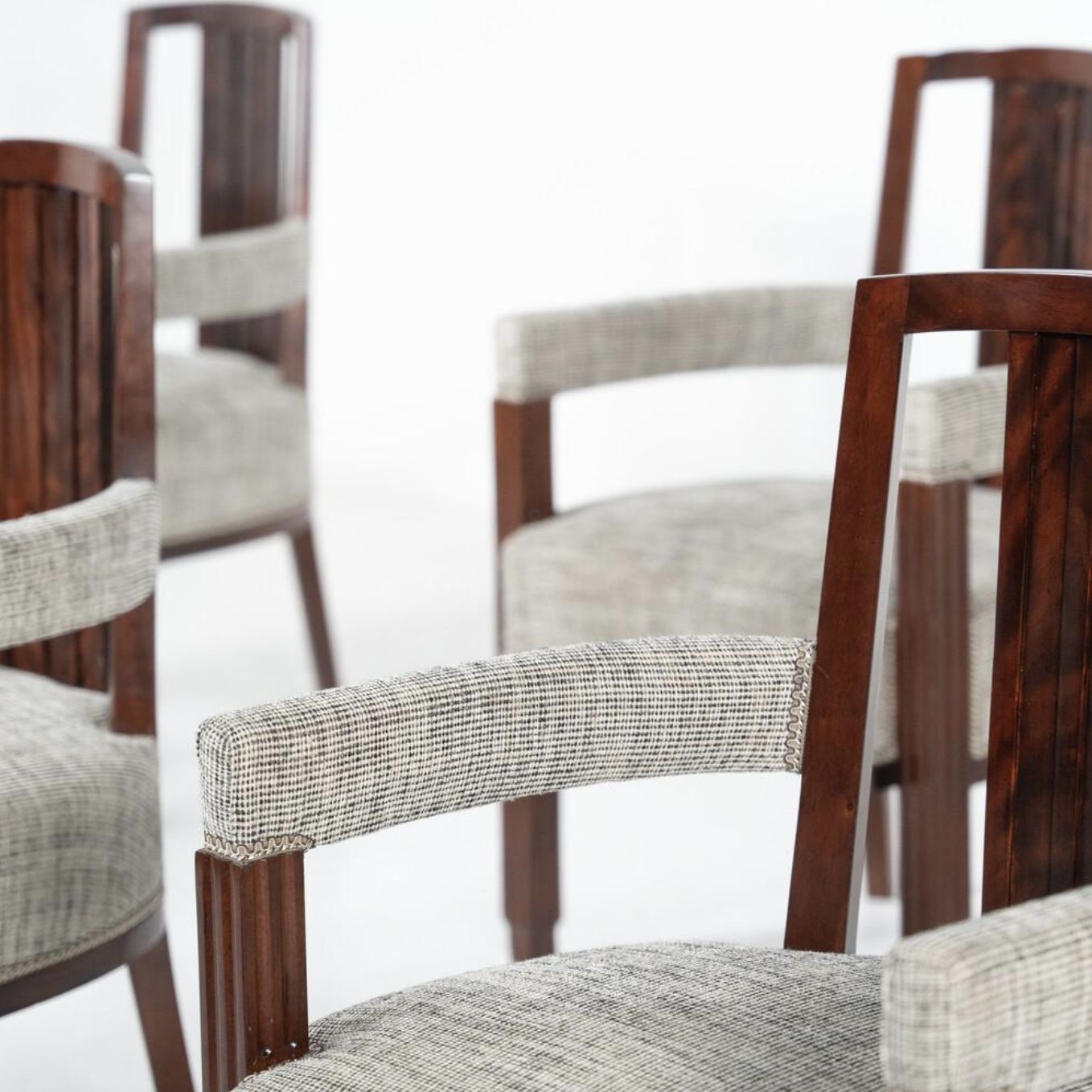 Set Of 8 Armchairs, Art Deco Style – New Upholstery photo furniture