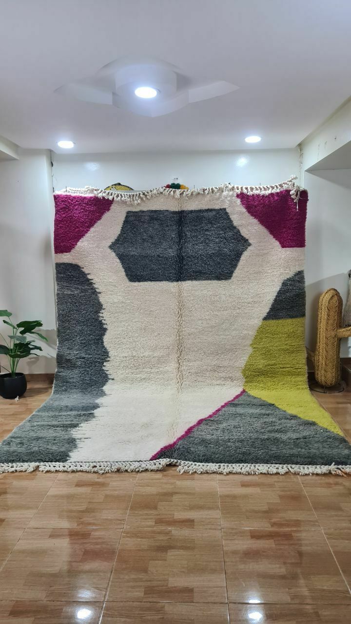 Modern Beni Ouarain Moroccan Rug   Handwoven Wool With Unique Geometric Design 300x200 Cm