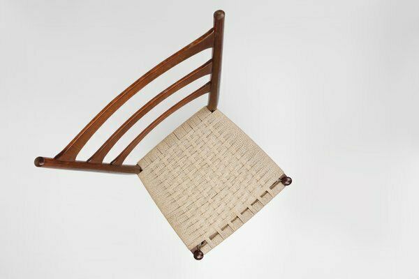 photo furniture Belgian Teak Dining Chairs With Braided Rope Seat, 1960s, Set Of 2