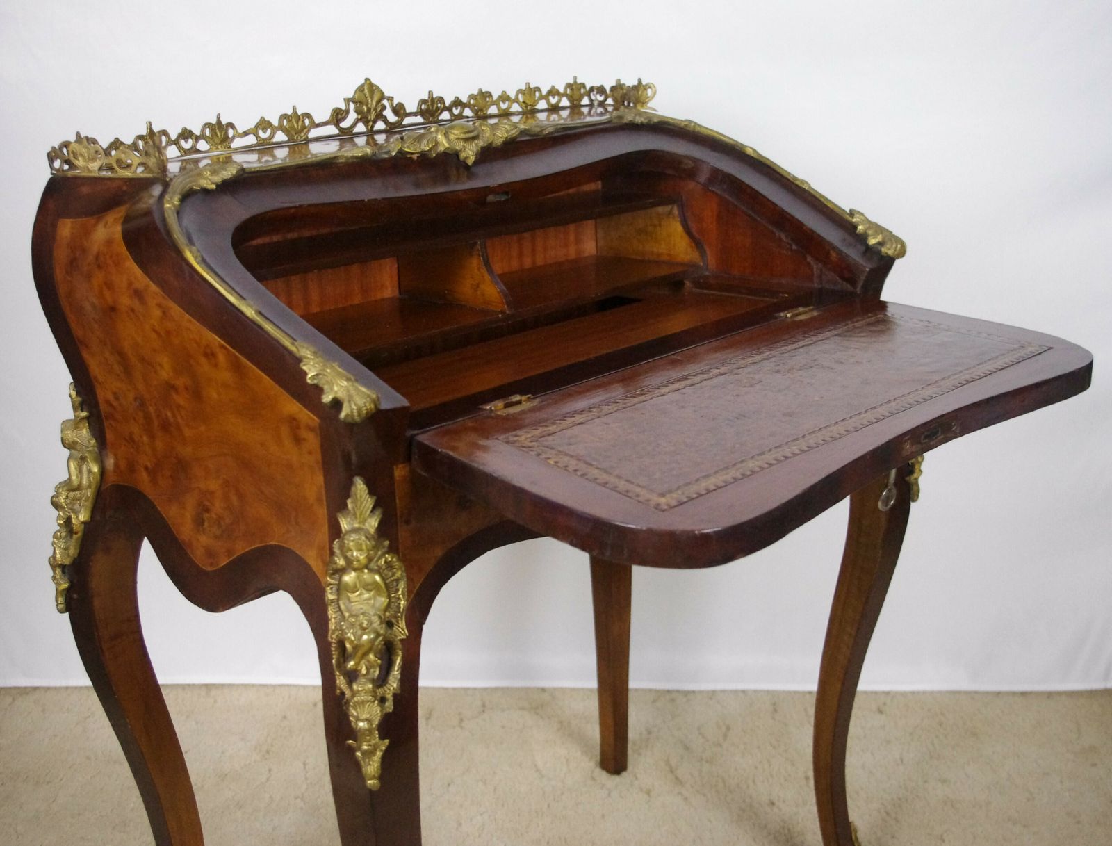 French Louis XV Style Bureau De Dame With Gilt Metal Mounts photo vinterior