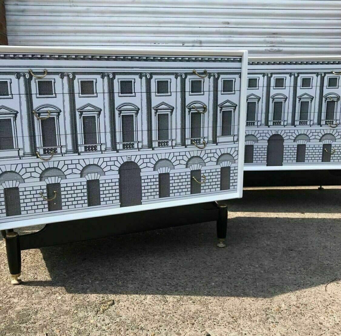 Pair Of Vintage Retro Style 1950s 60s Buffet In The Manner Of Fornasetti