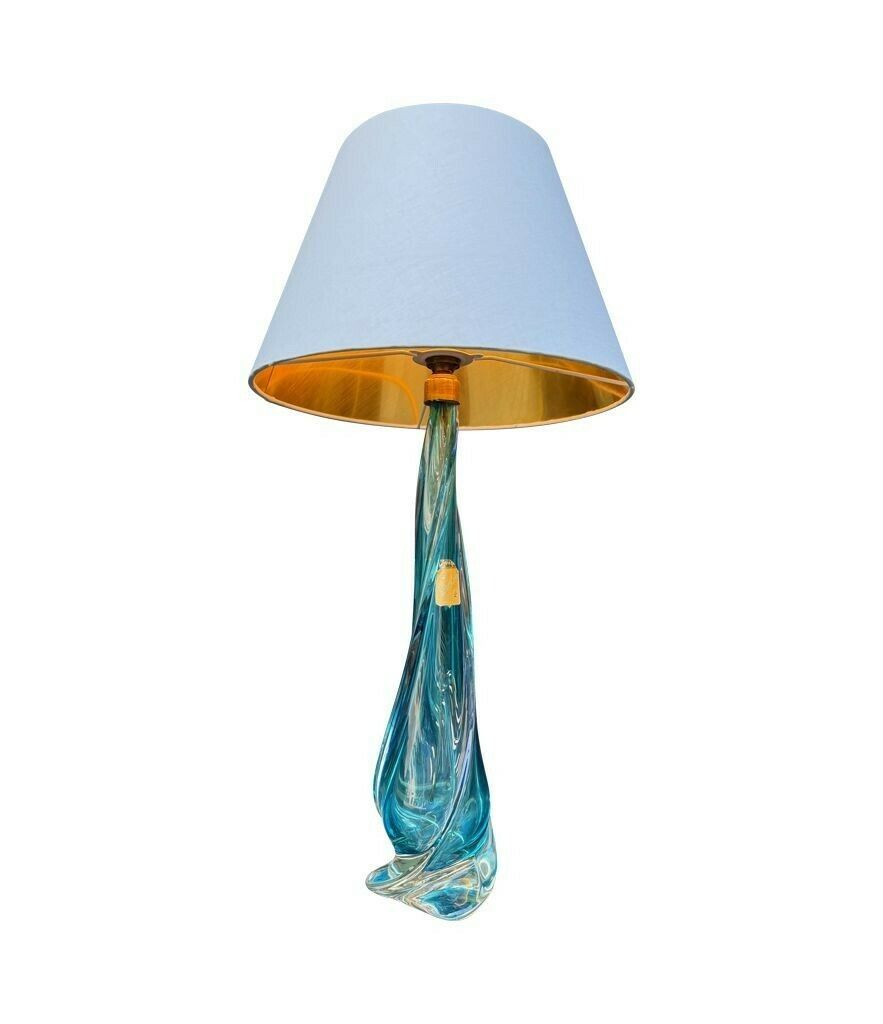 A Large Murno Turquoise Glass Lamp By Chambord Et Toso