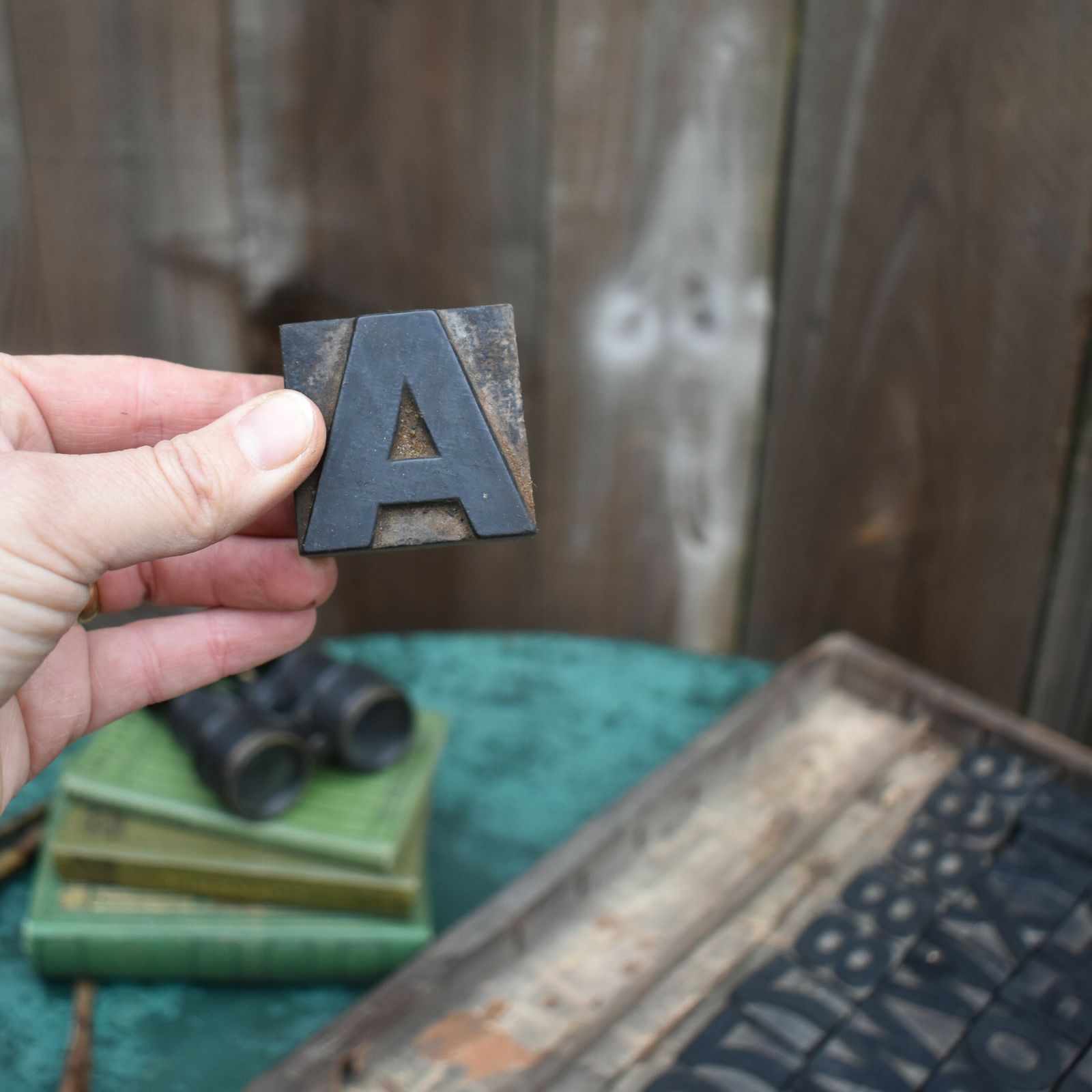 Antique Harrild & Sons Alphabet Uppercase Font Wooden Printer Letterpress Blocks photo vinterior