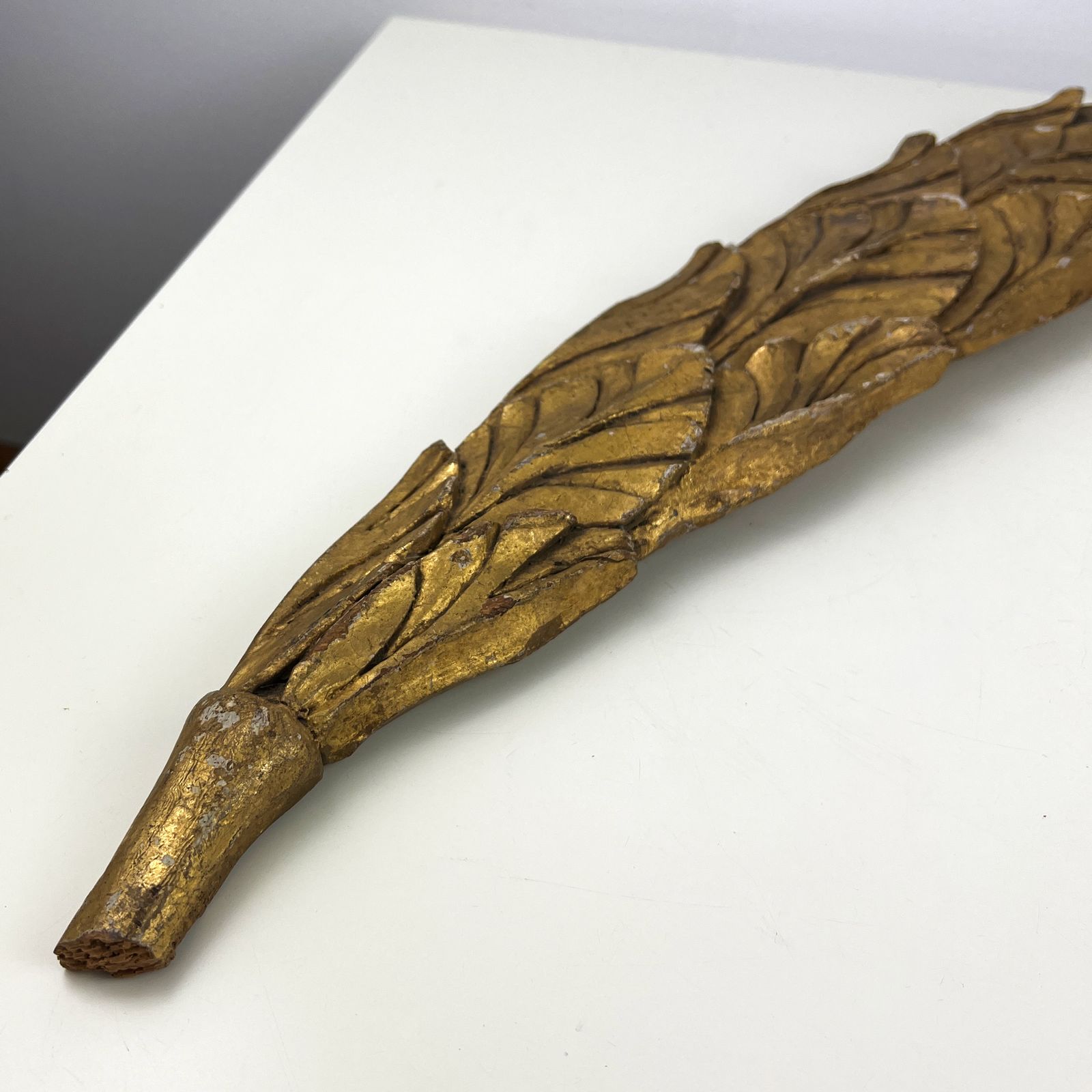 Antique Gilt Wood Carving Fragment, Architectural Salvage photo vintage