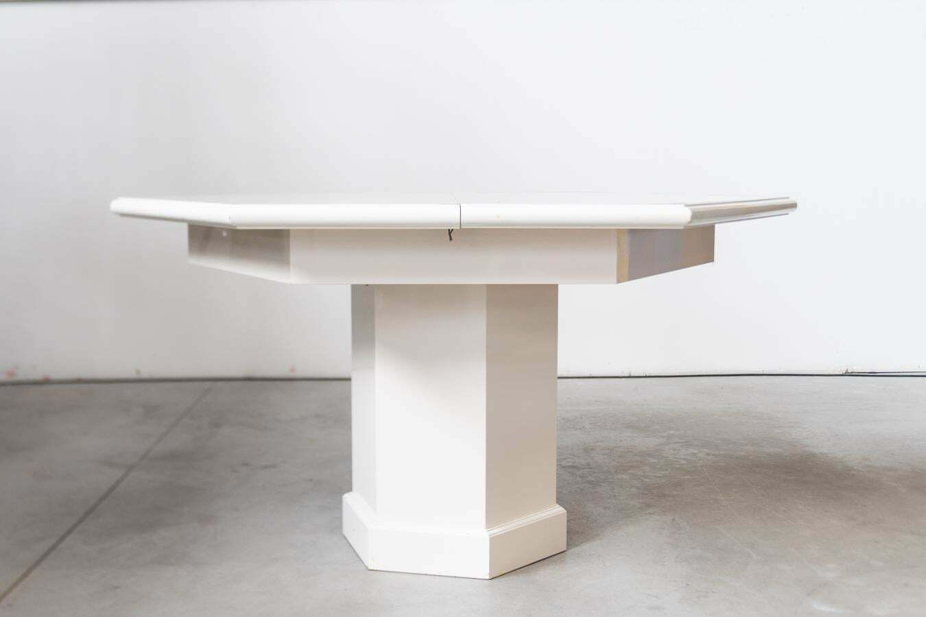 4000.0 Extendable 1980s Mario Sabot Dining Table With 5 Lacquered White Chairs photo