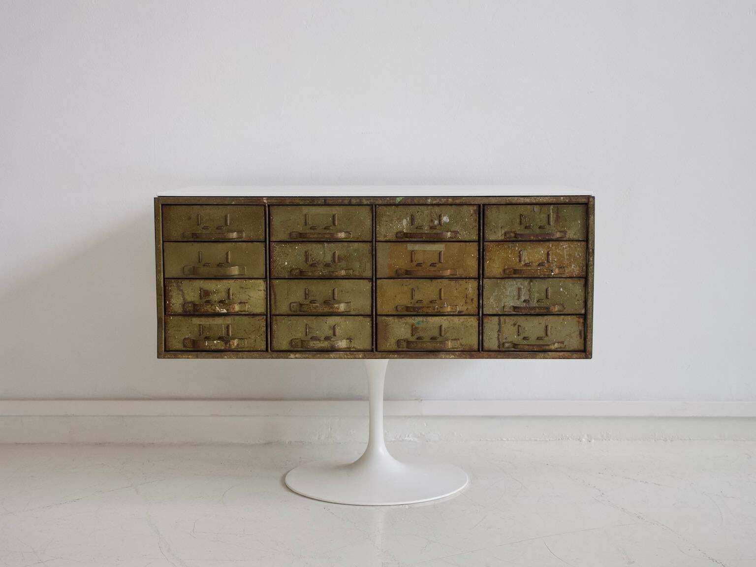 Mid 20th Century Army Green Metal Chest Of Drawers photo furniture