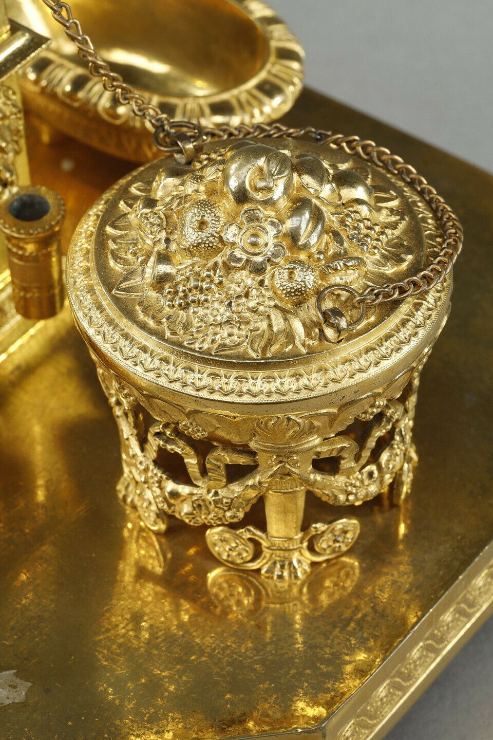 photo buy Empire Period Gilt Bronze Obelisk Inkwell
