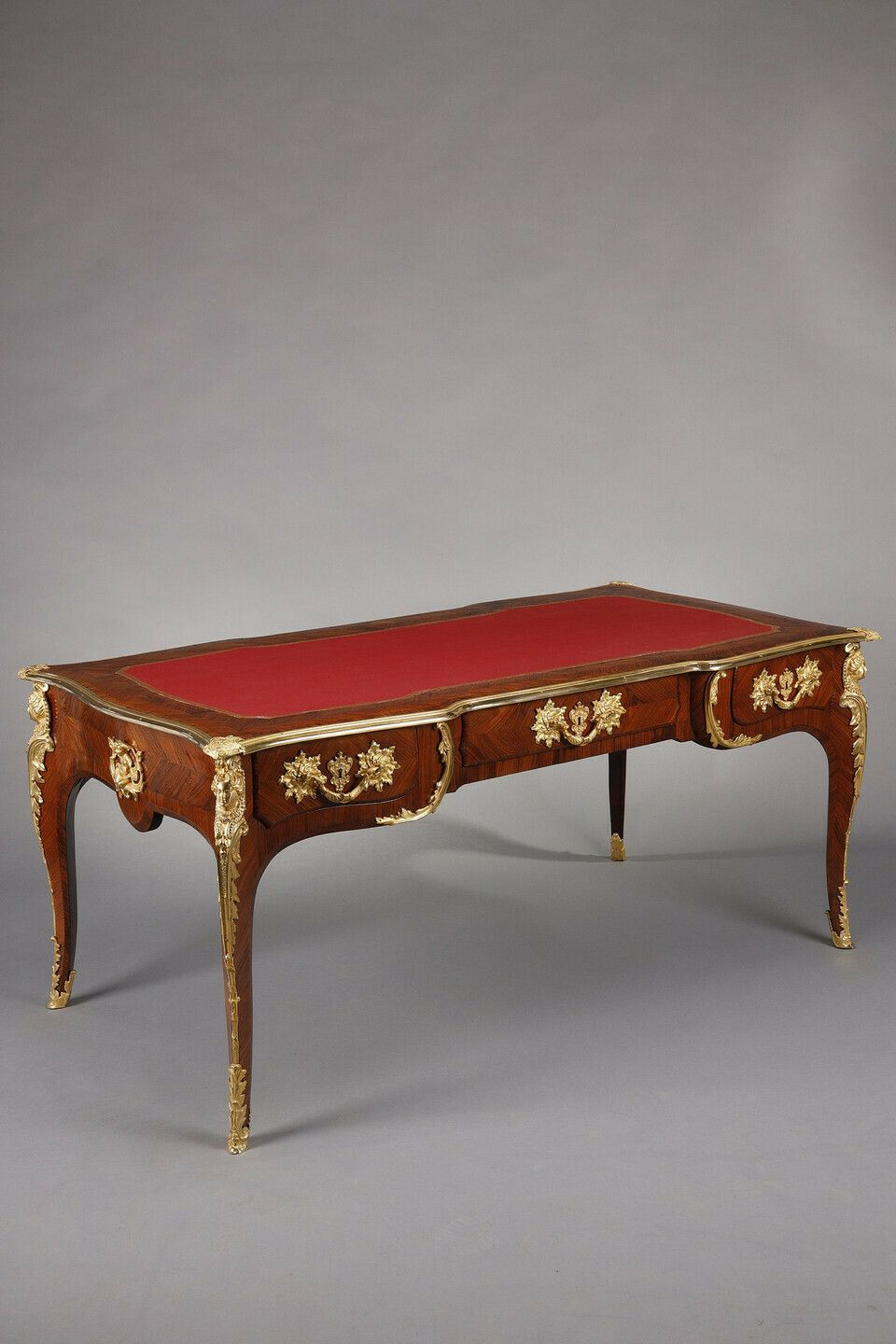 Large Flat Desk In Inlaid Rosewood Veneer In The Louis XV Style