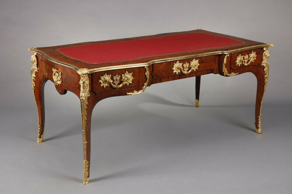Large Flat Desk In Inlaid Rosewood Veneer In The Louis XV Style photo Furniture