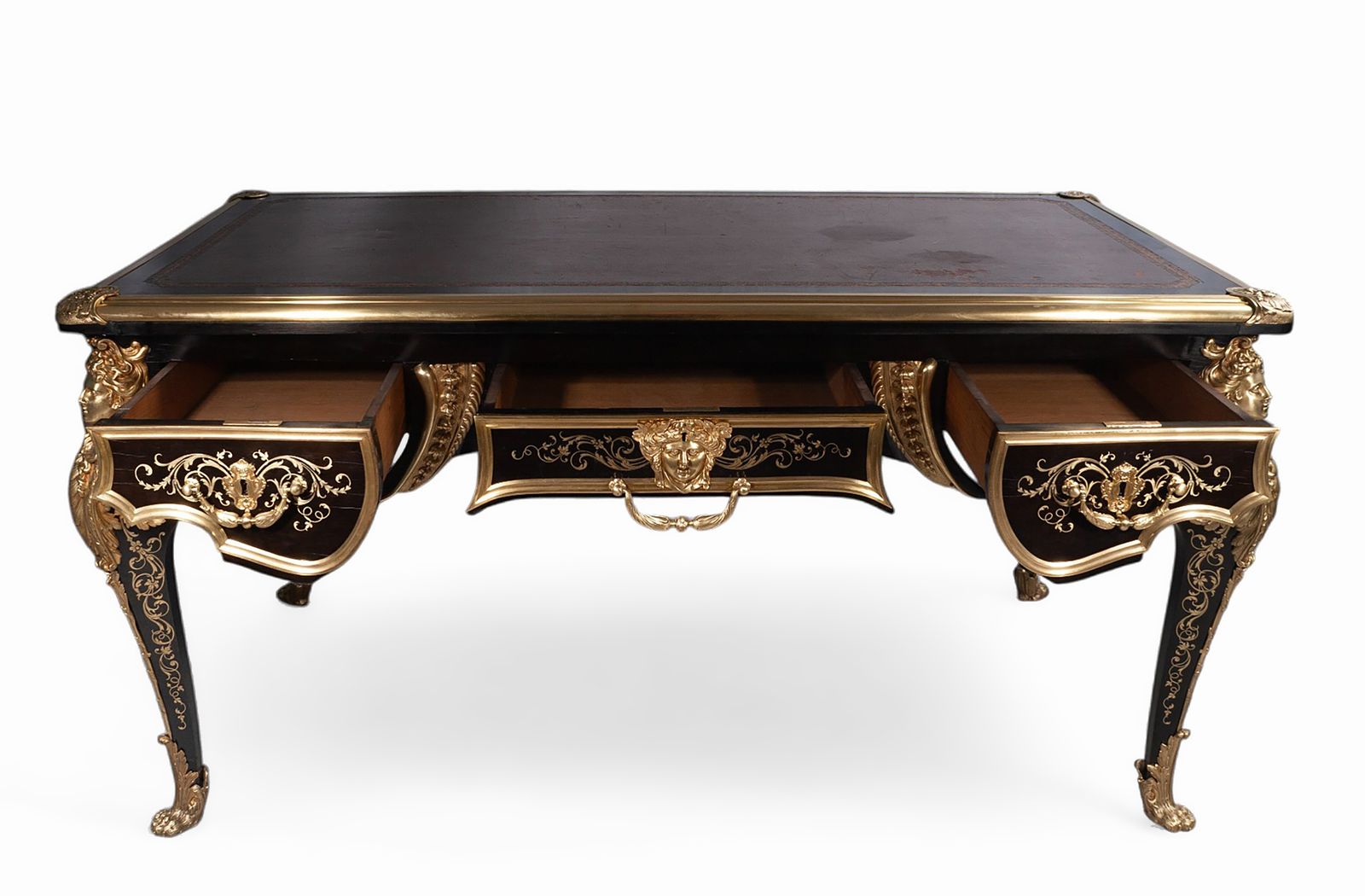 Furniture Late 19th Century Regency Boulle Style Ormolu And Ebony Wood Bureau Plat/Desk By Mathieu Béfort (Aka: Béfort Jeune), France photo