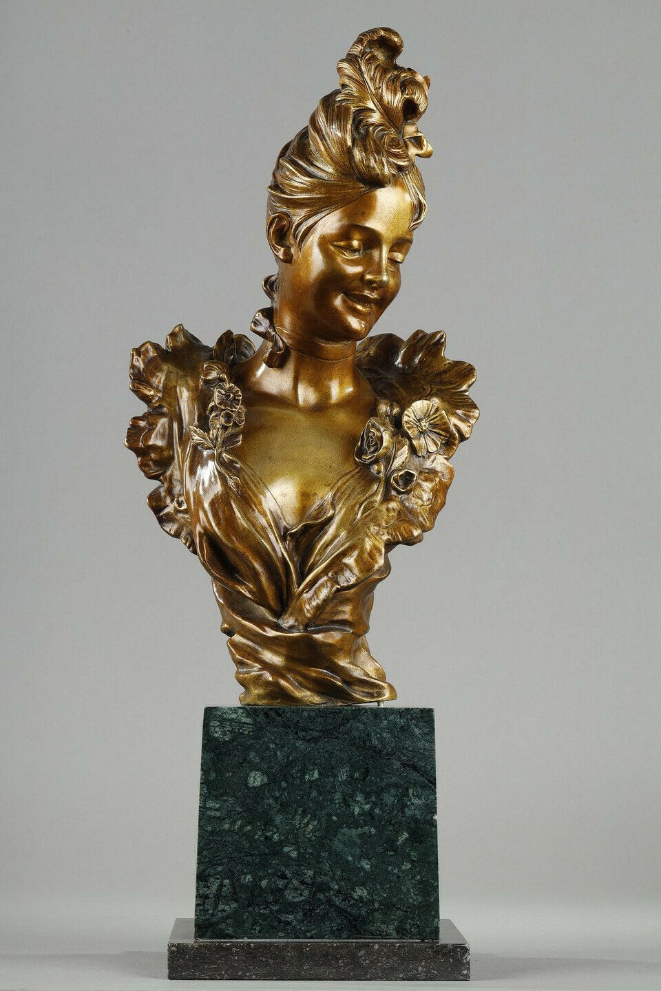Bust Of A Young Belle époque Woman By Victor Léopold Bruyneel
