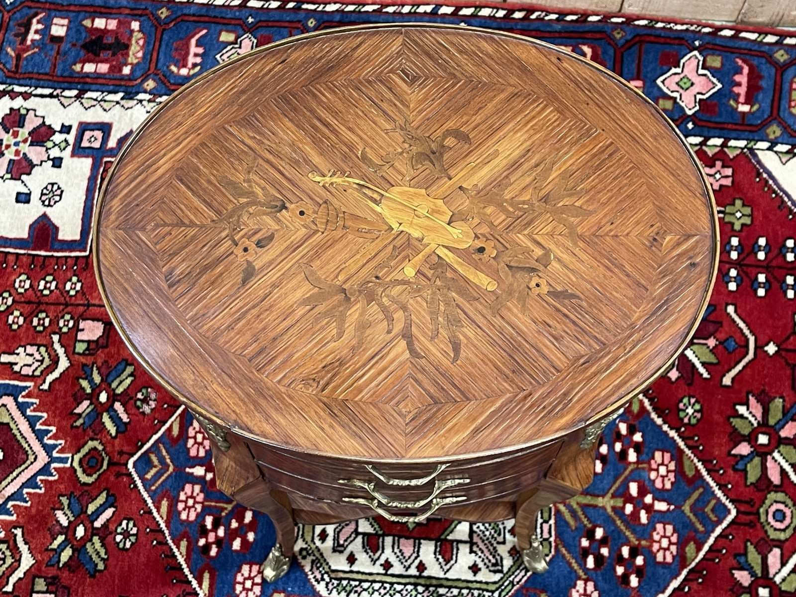 560.0 Side Table With 3 Drawers In Rosewood And Oak, Work From The 70s In Louis XV Style photo