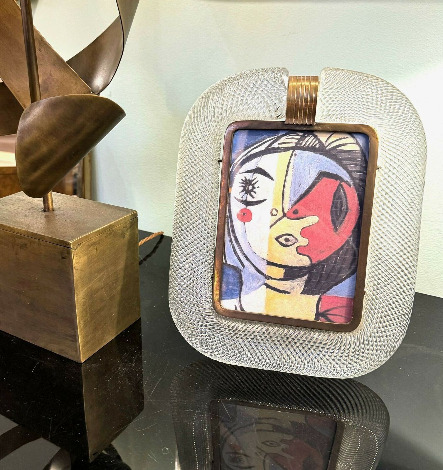 An Orignal 1940s Murano Glass And Brass Picture Frame By Barovier And Toso photo vintage
