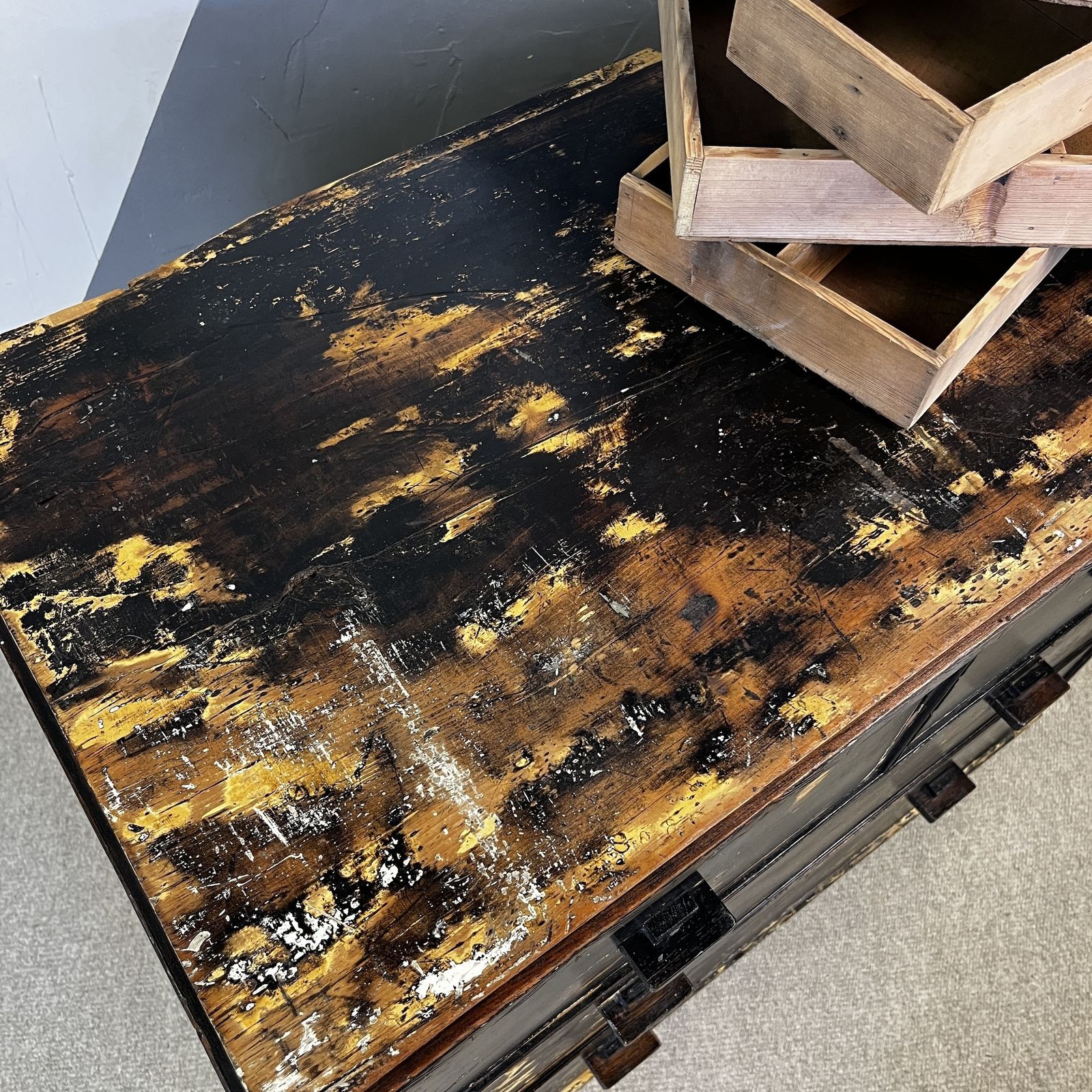​Antique Pine Black Chest Drawers Storage photo buy