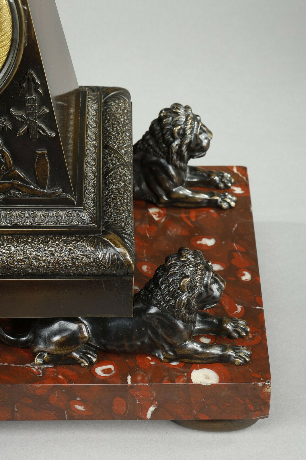 photo furniture Obelisk Clock In Patinated And Gilt Bronze, Charles X