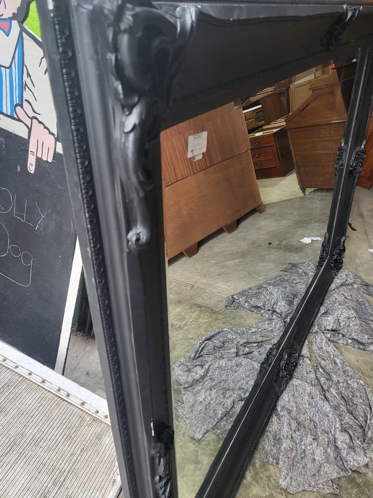 Very Large Antique Repro Black Mirror 7' X 5' Freestanding Dressing Wall photo Home Decor