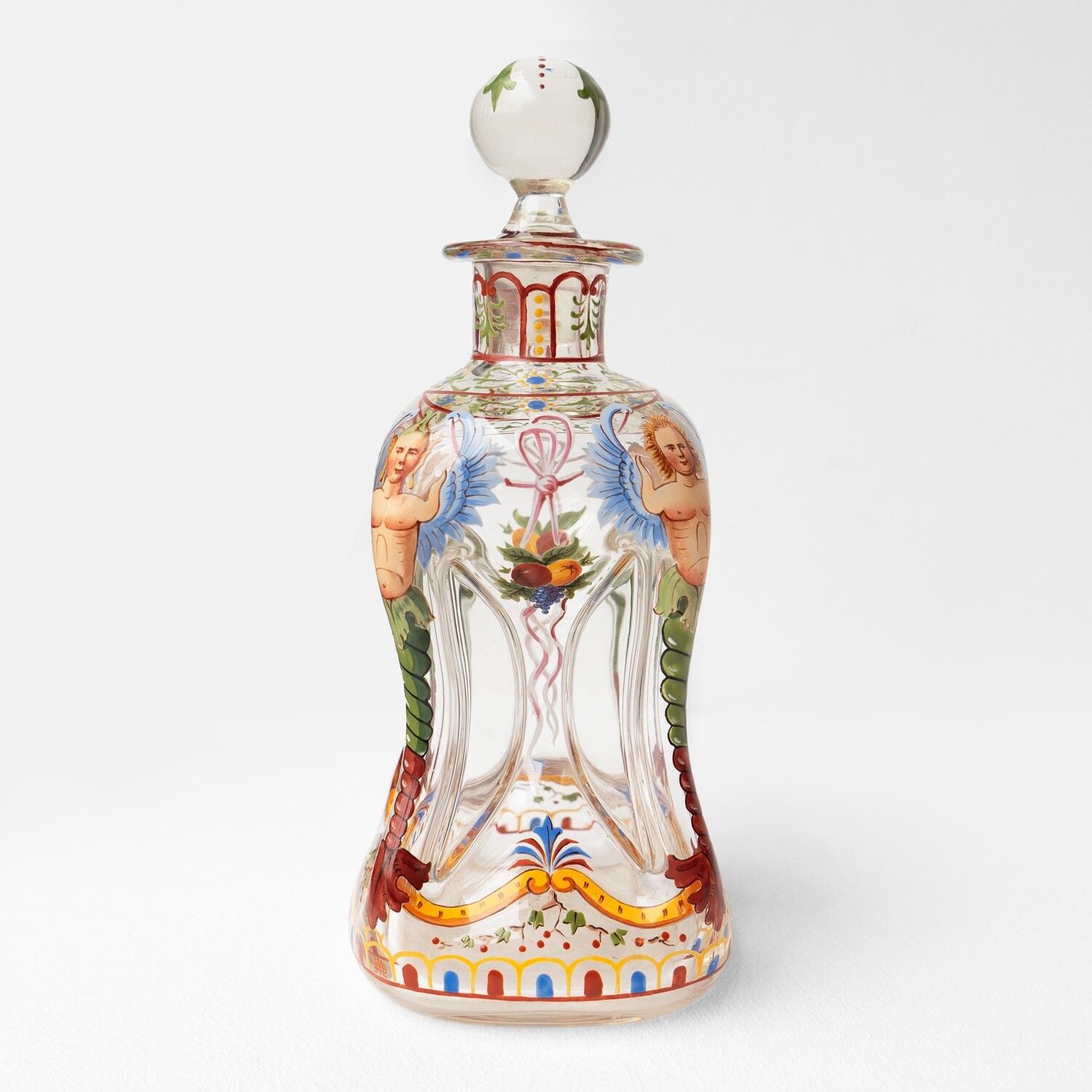 Antique Enamelled Glass Decanter And Glasses By J & L Lobmeyr, Vienna, Late 19th photo Home Decor