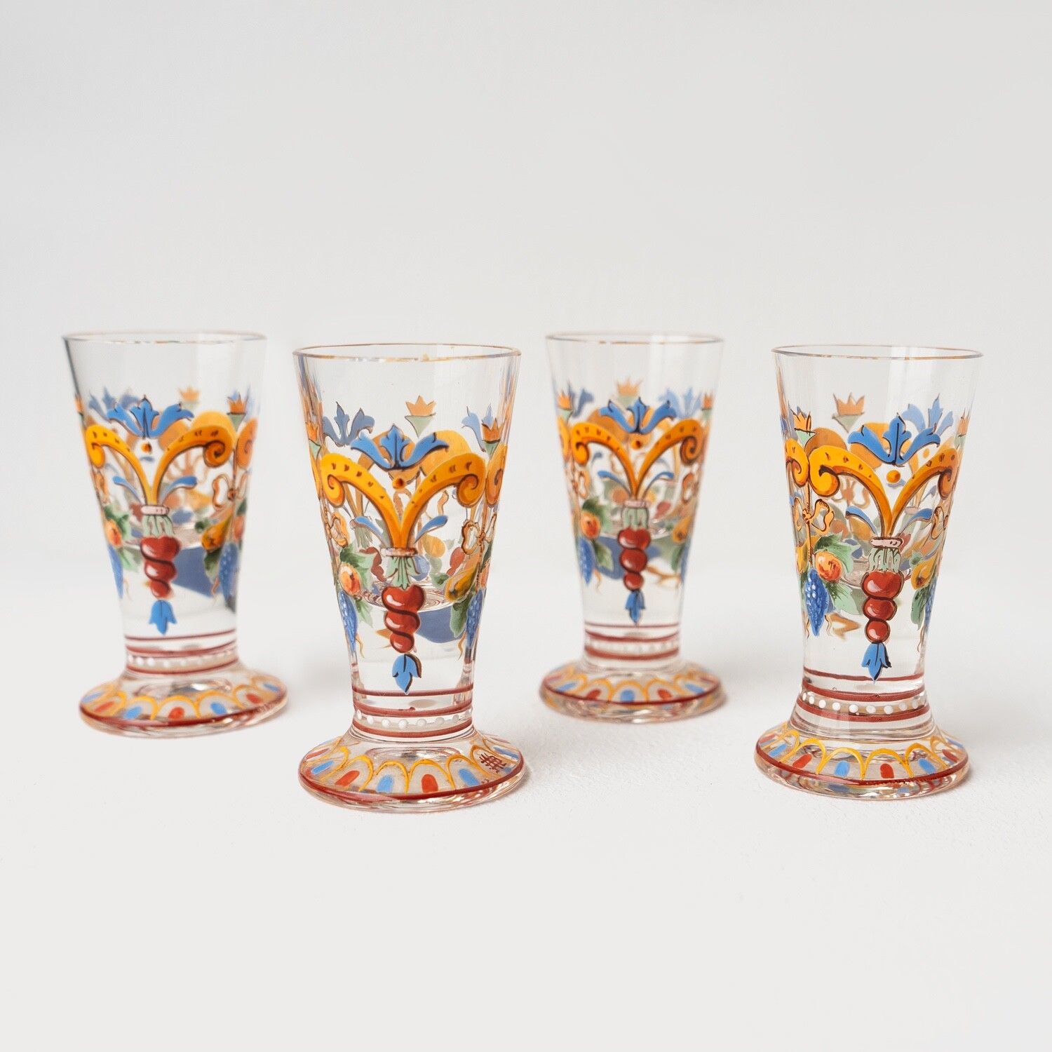 495.0 Antique Enamelled Glass Decanter And Glasses By J & L Lobmeyr, Vienna, Late 19th photo