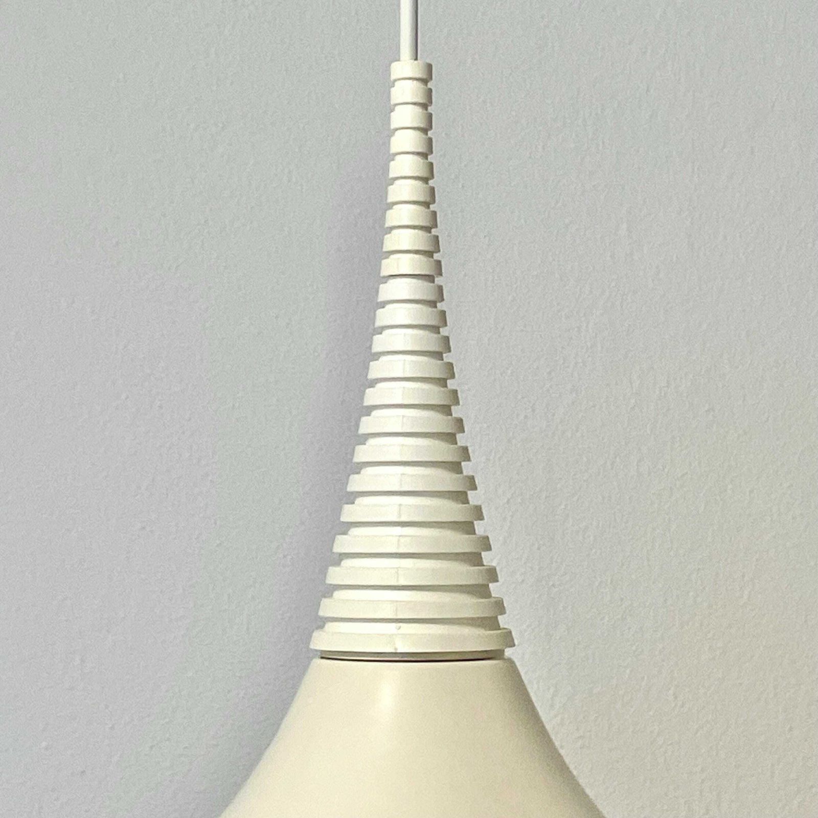 Danish Postmodern Large White Trumpet "Verona" Ceiling Lamp In Metal   Design By Ad Van Berlo For Knud Christensen Electric In The 1980s photo for sale