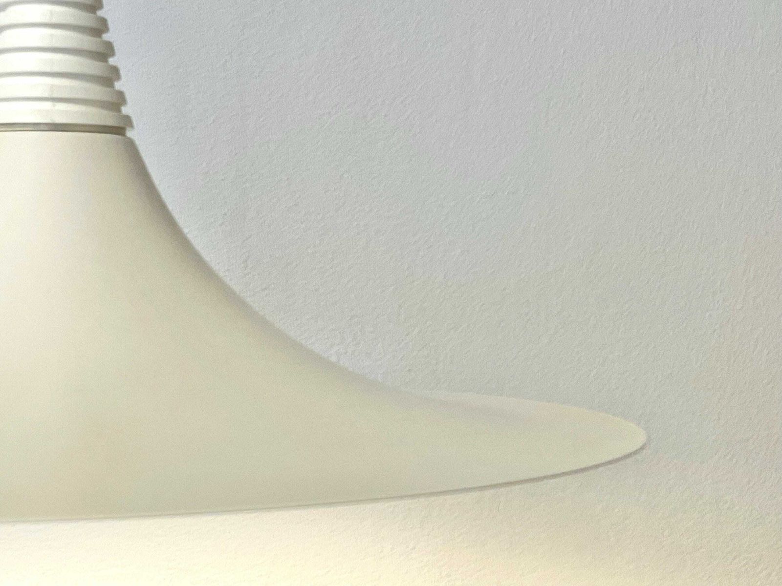 Danish Postmodern Large White Trumpet "Verona" Ceiling Lamp In Metal   Design By Ad Van Berlo For Knud Christensen Electric In The 1980s photo Lighting