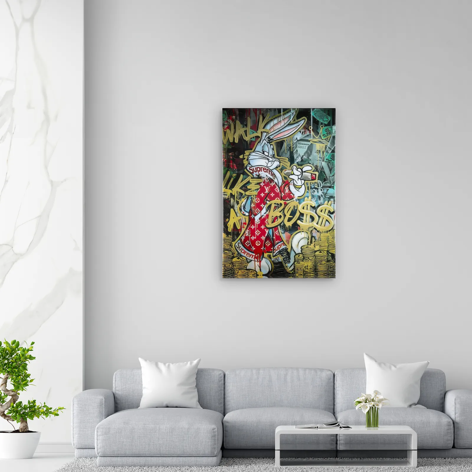 Boss Bunny Handcrafted Epoxy Resin Wall Art – Vibrant & Scratch Resistant Artwork For Home & Office | Unique, Durable & Modern Statement Décor photo vinterior