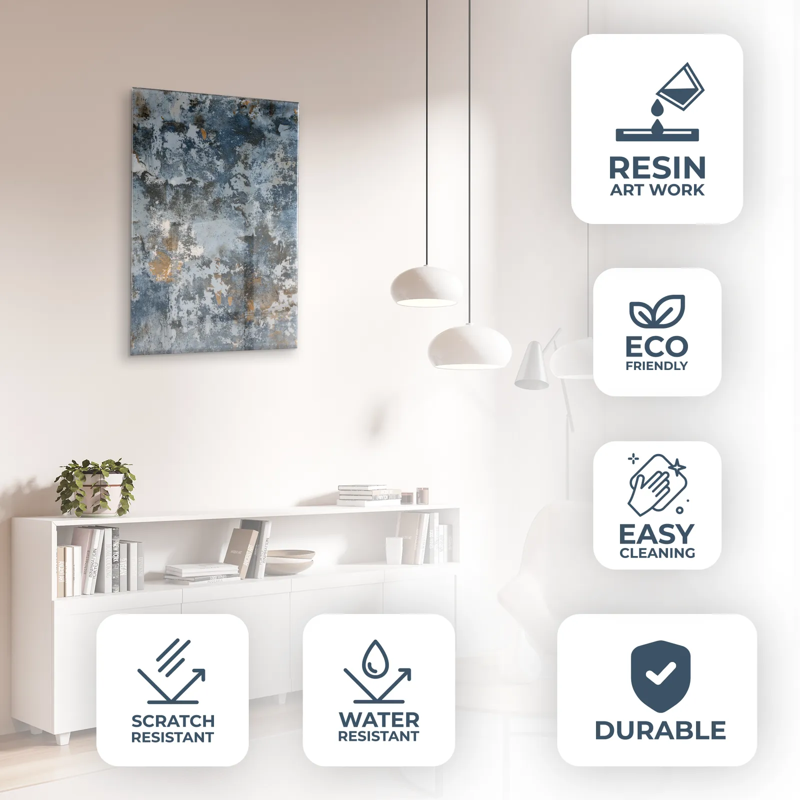 Blue Marble Epoxy Resin Wall Art – Handcrafted Wall Decor | Artwork For Home, Office & Commercial Interiors – Waterproof & Durable photo for sale
