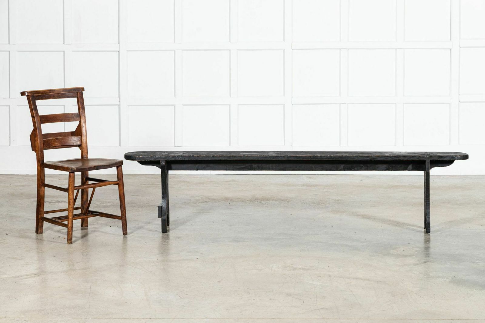 Pair 19thc French Oak & Pine Ebonised Benches photo buy