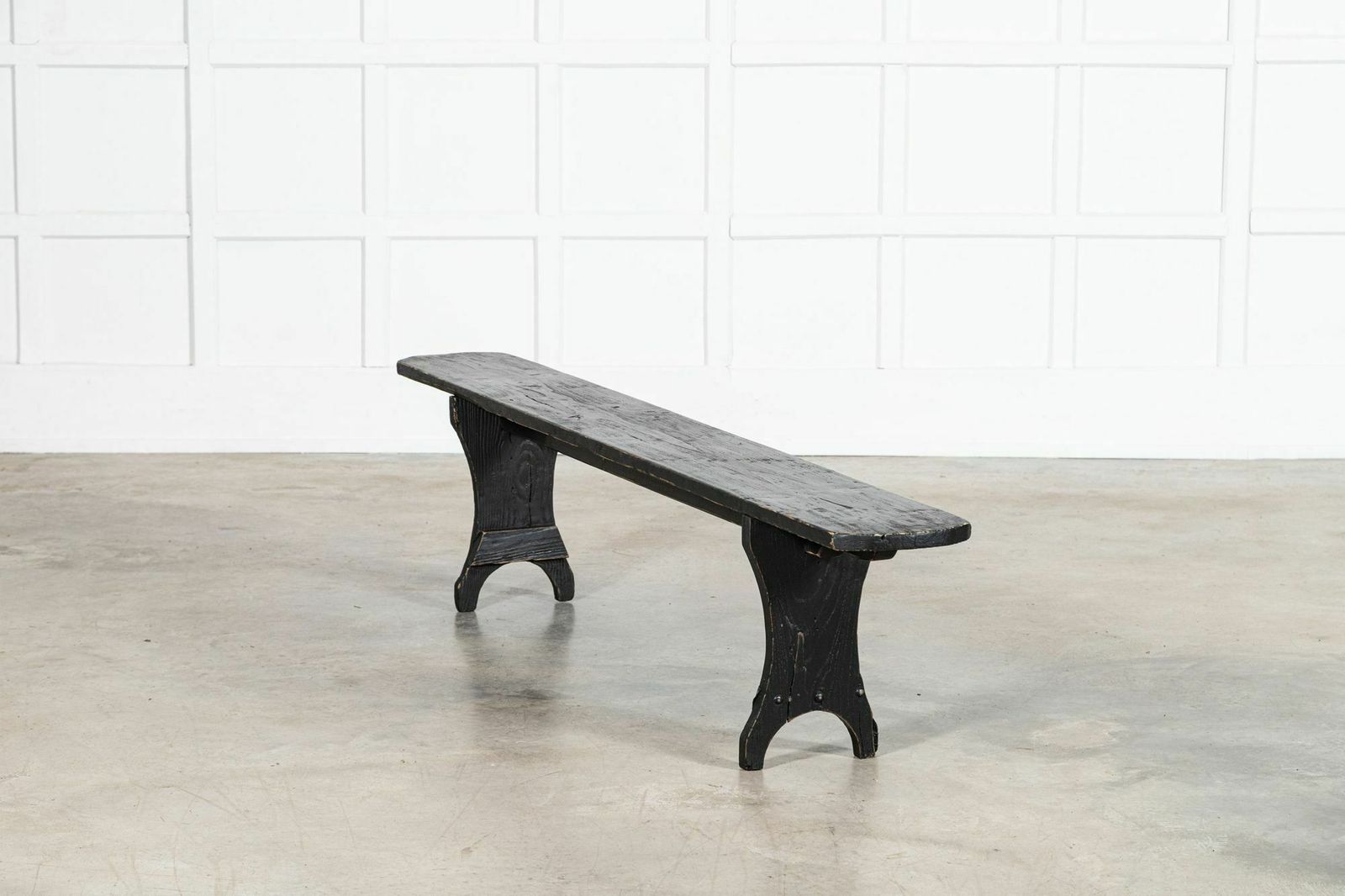 Furniture Pair 19thc French Oak & Pine Ebonised Benches photo