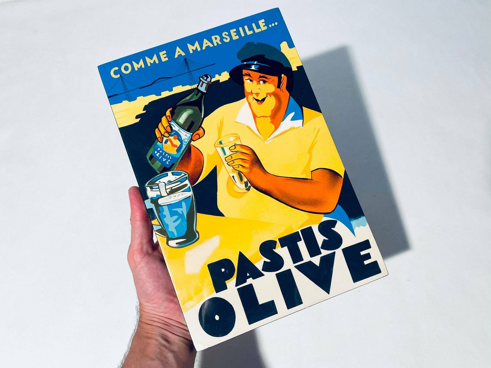 Vintage Pastis Olive Comme A Marseille Advertising Picture / Authentic Wooden Advert photo Art