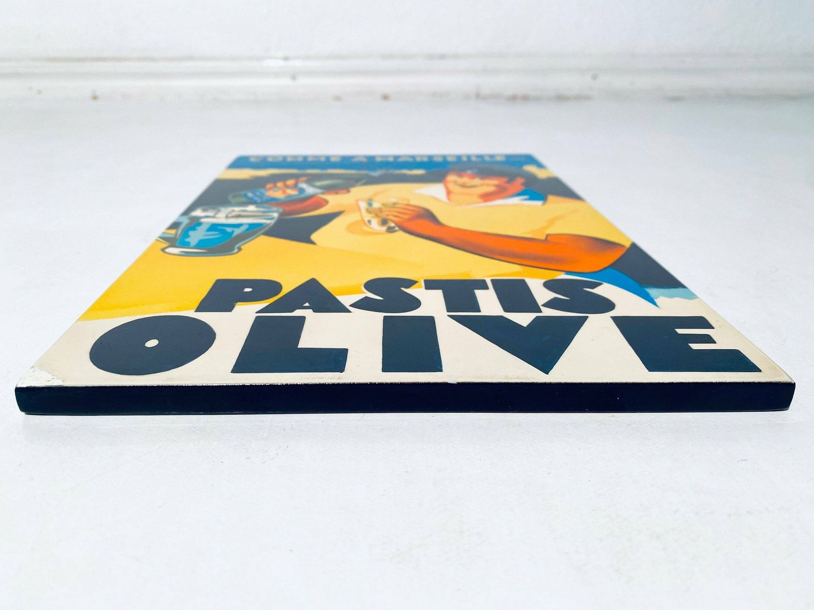 Vintage Pastis Olive Comme A Marseille Advertising Picture / Authentic Wooden Advert photo buy
