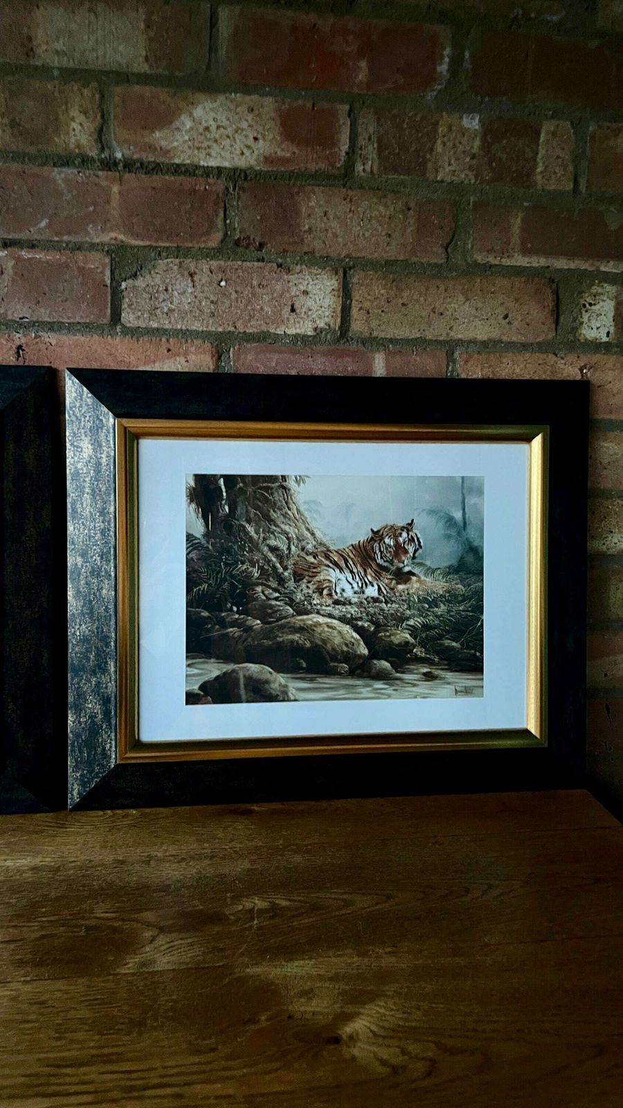 A Set Of Two Framed Vintage Pictures Depicting Tigers photo vinterior