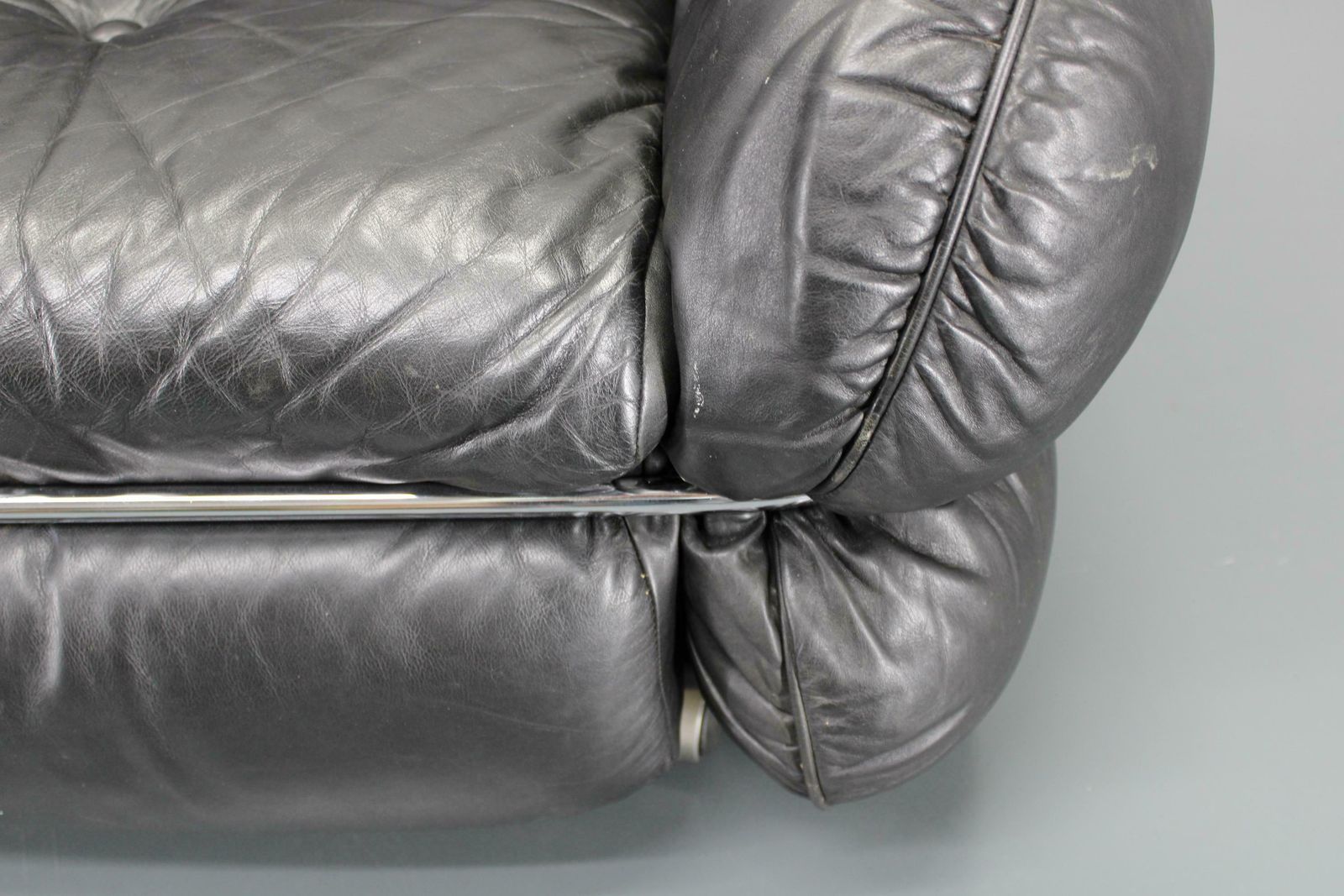 Furniture 1970 Kurt Hvitsjö Rare “Hannibal” Black 3  Seater Sofa For Isku, Finland photo