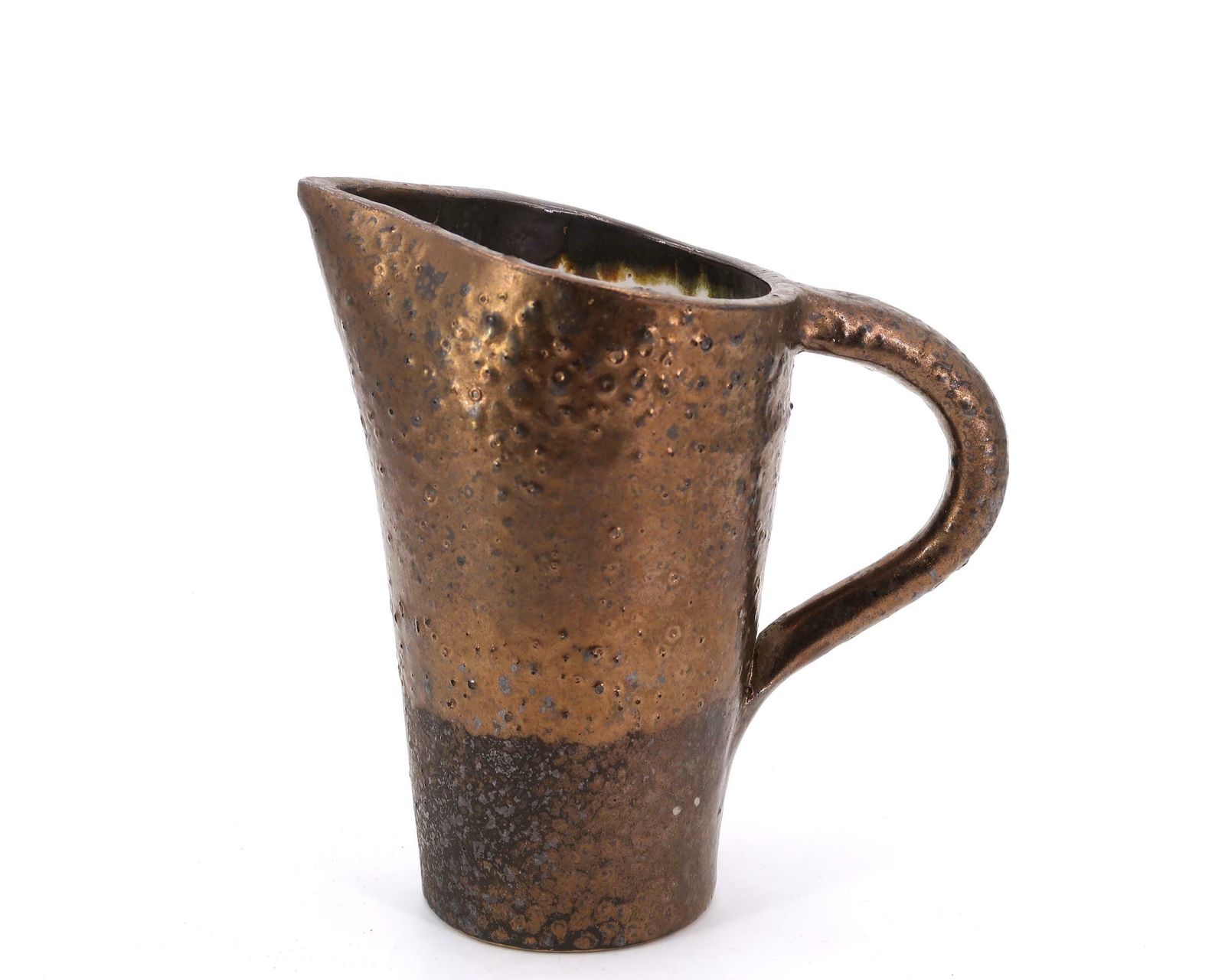 French Golden Bronze Modernist Ceramic Pitcher, 1950s / Denyse Gatard And Georges Jouve Style photo furniture