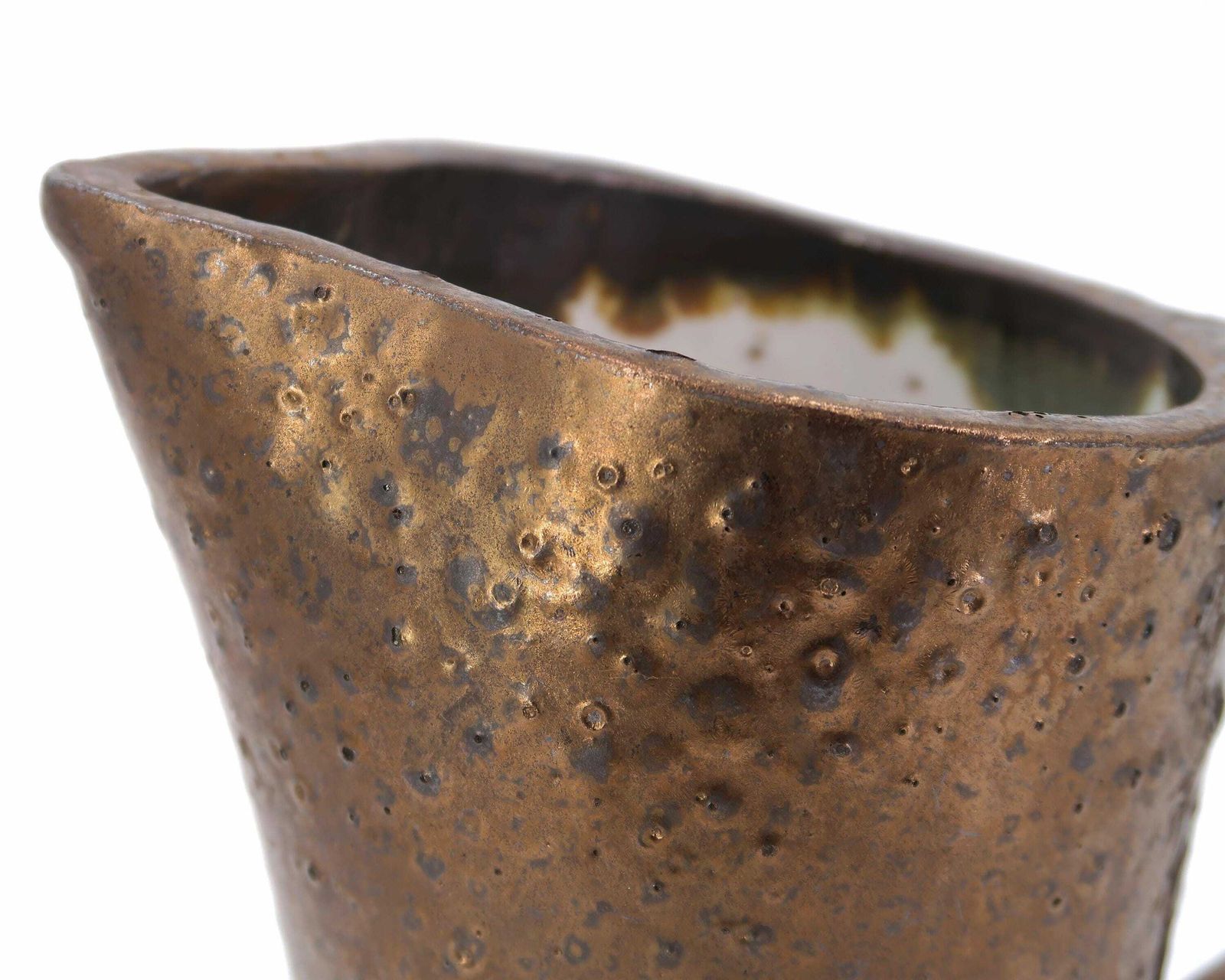 French Golden Bronze Modernist Ceramic Pitcher, 1950s / Denyse Gatard And Georges Jouve Style photo buy