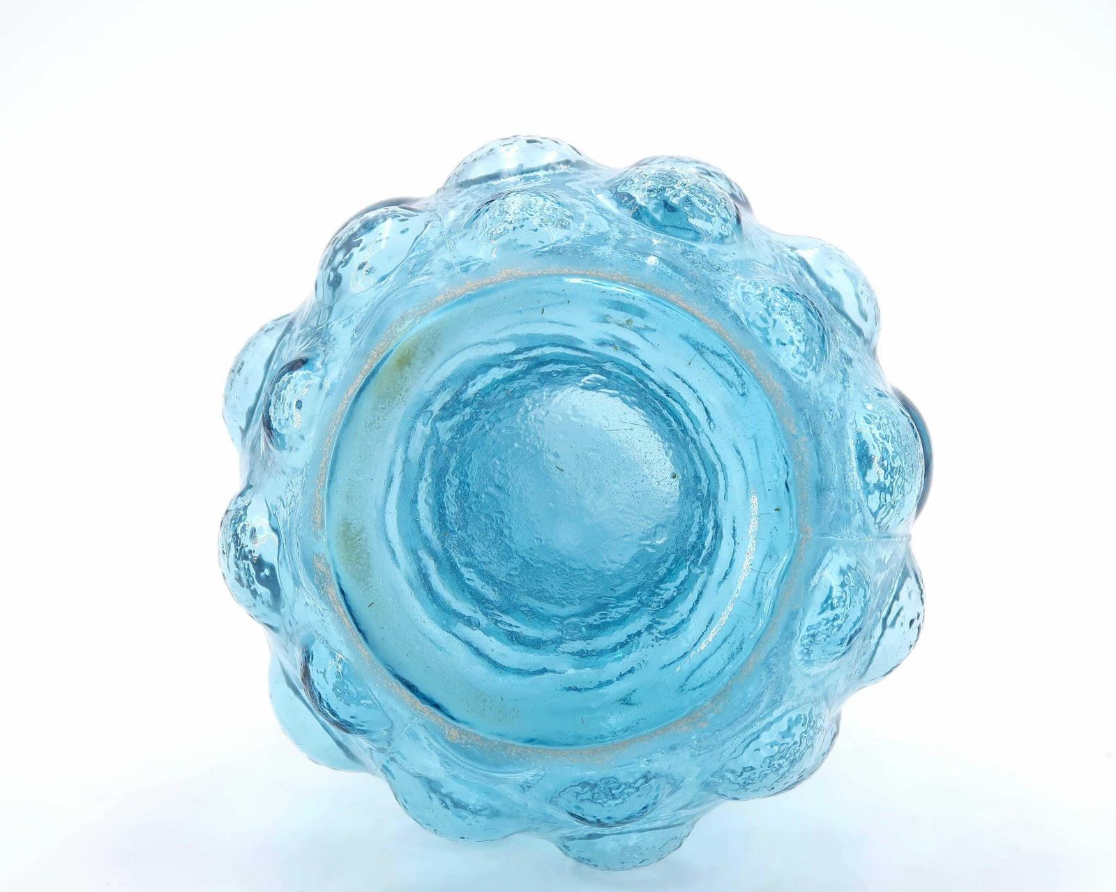 Vintage Blue Bubble Glass Genie Bottle, Italian Decanter, 1960s / Empoli, Boho Chic, Bohemian, Folk, Made In Italy photo 166.0
