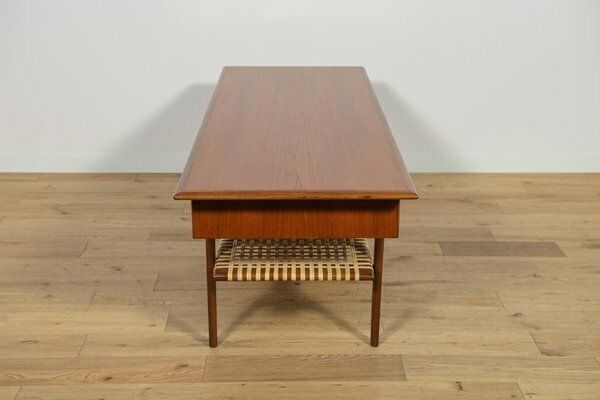 Mid Century Teak & Rattan Coffee Table, Denmark, 1960s photo 1582.0