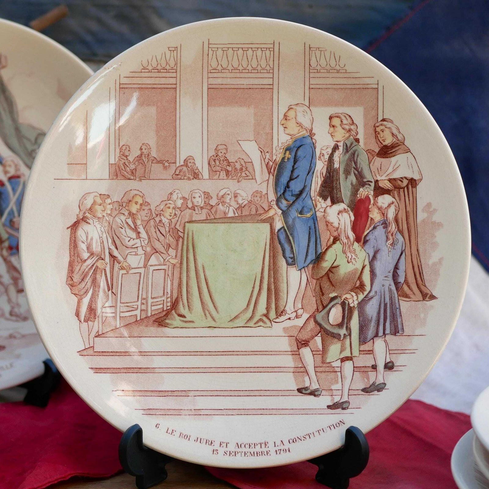 Eight Antique Sarreguemines Talking Plates Celebrating The Centenary Of The French Revolution Highly Collectable And Decorative Plates 1889 photo for sale