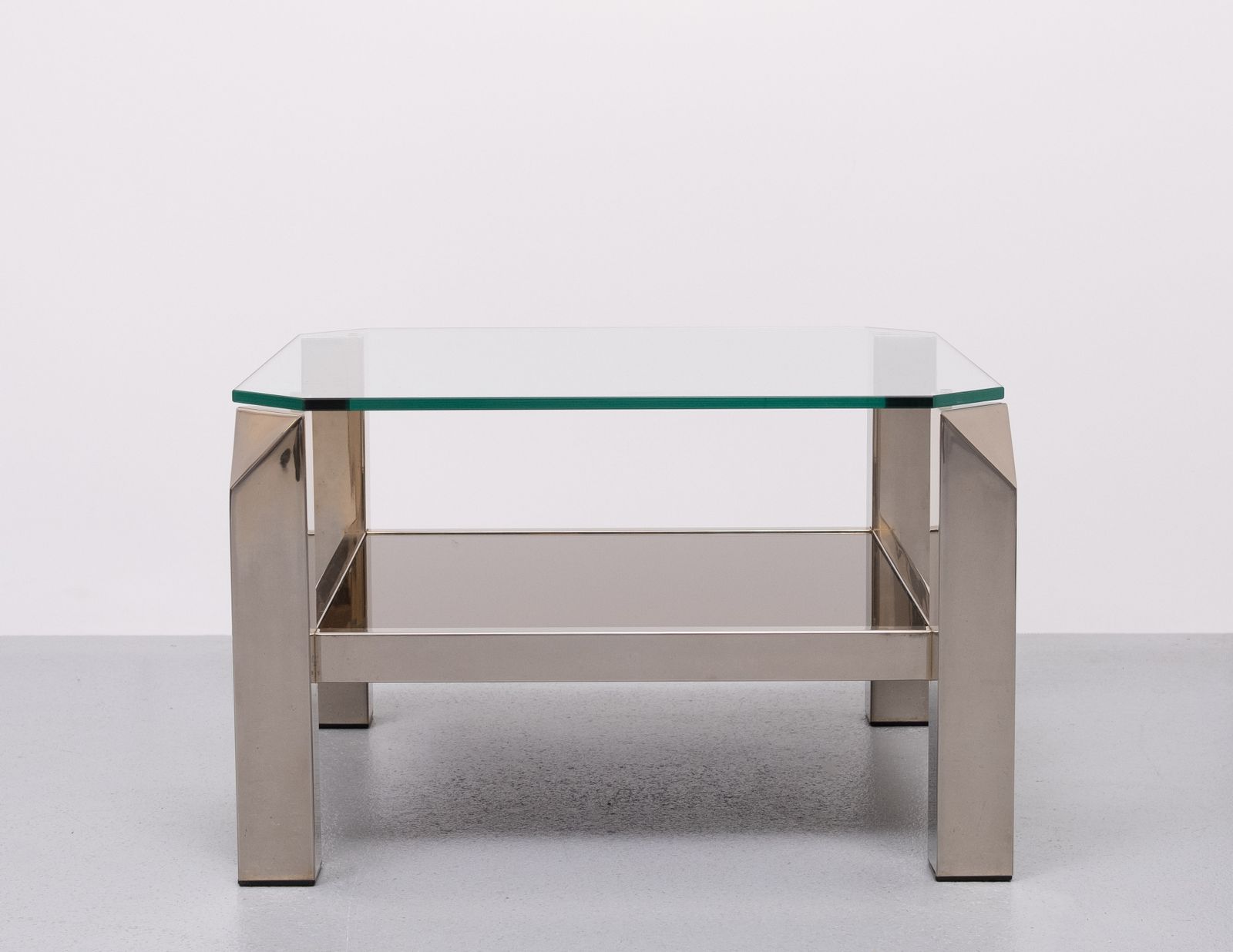 Mid Century Modern Square Chrome & Glass Coffee Table By Belgo Chrome, 1970s photo 1079.0