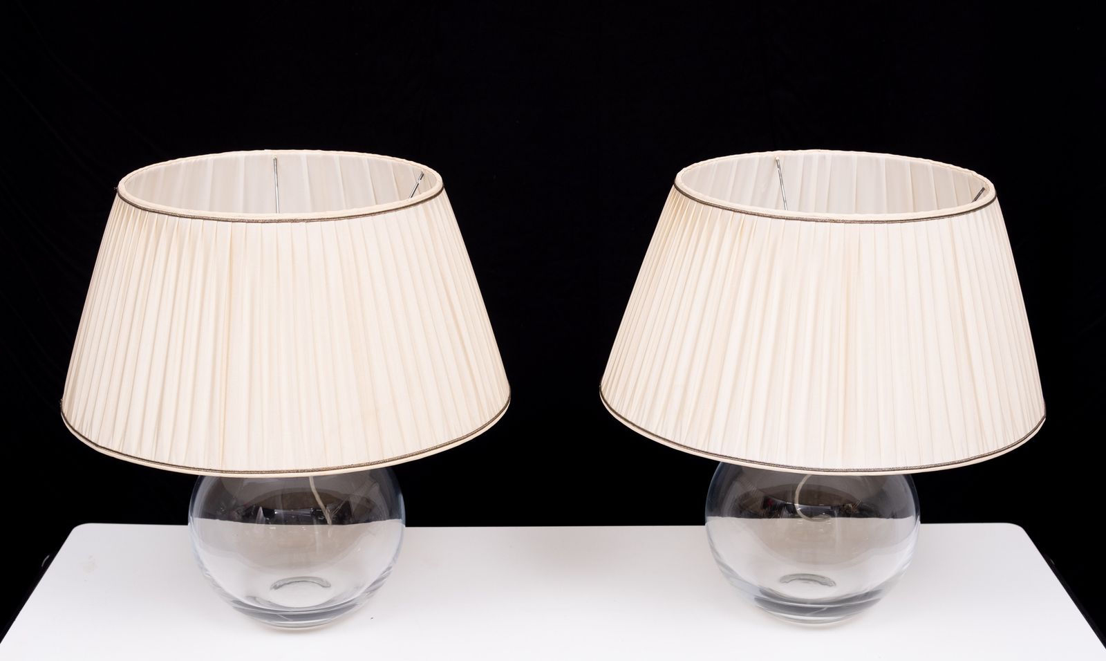 Stunning Set Glass Ball Table Lamps 1970s France photo Lighting