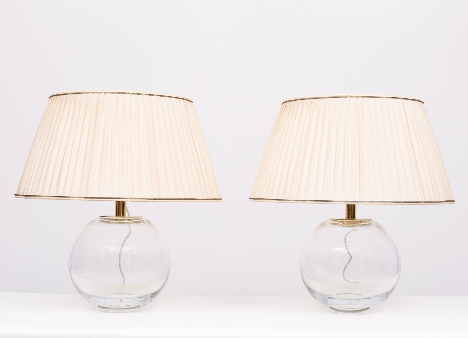 Stunning Set Glass Ball Table Lamps 1970s France