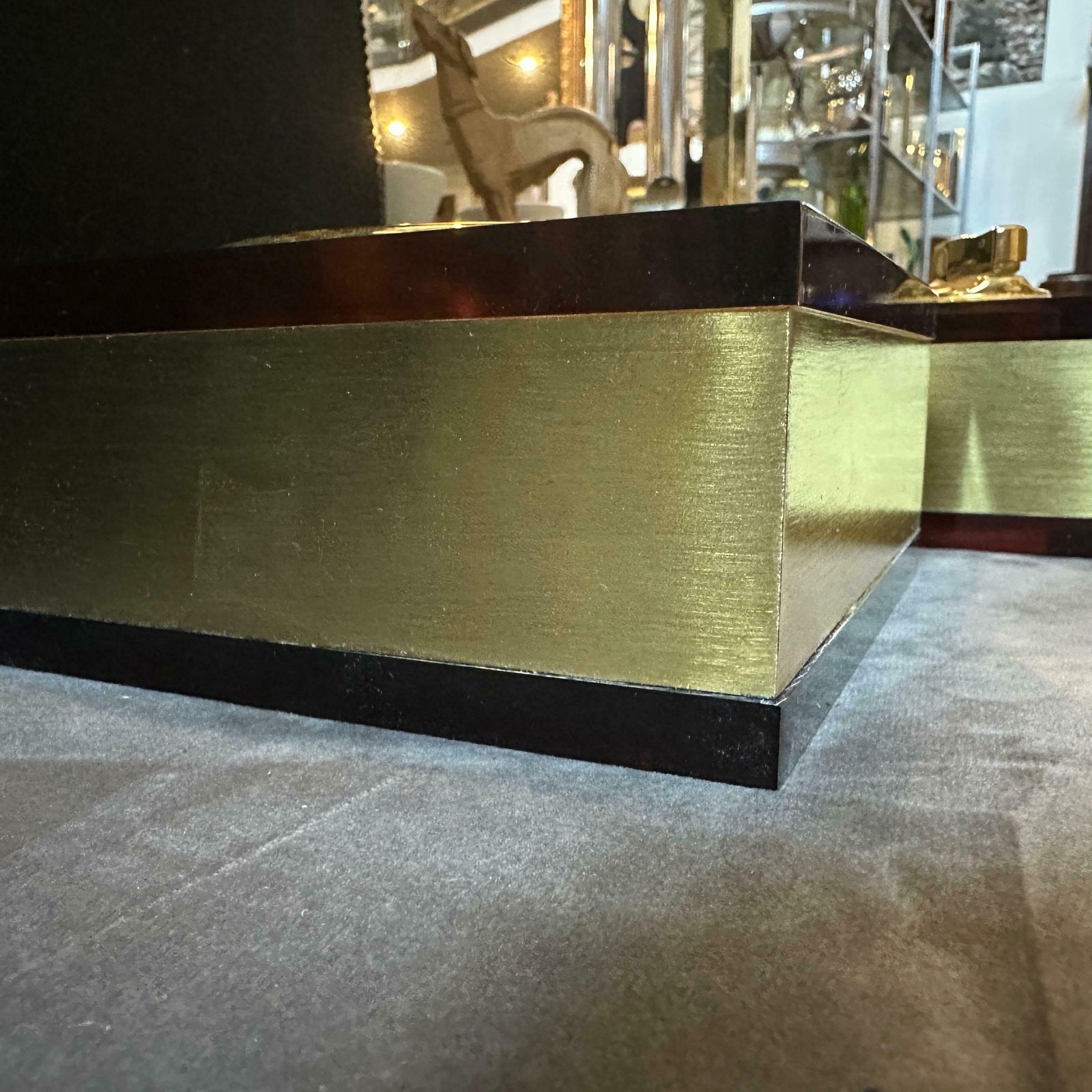 photo buy 1970s Mid Century Modern Brass And Fake Tortoiseshell Lucite Italian Smoking Set